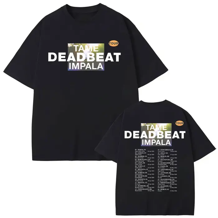 T-shirt Tame Impala Tour 2026, T-shirt à manches courtes pour hommes et femmes, mode rock, T-shirts 