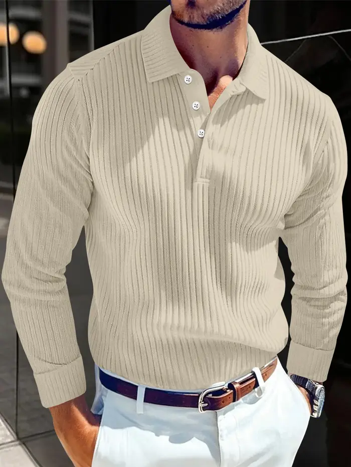 Nouvelle Collection Printemps – Polo Homme Luxe Léger, Style Décontracté et Affaires, Rayé, Tendance