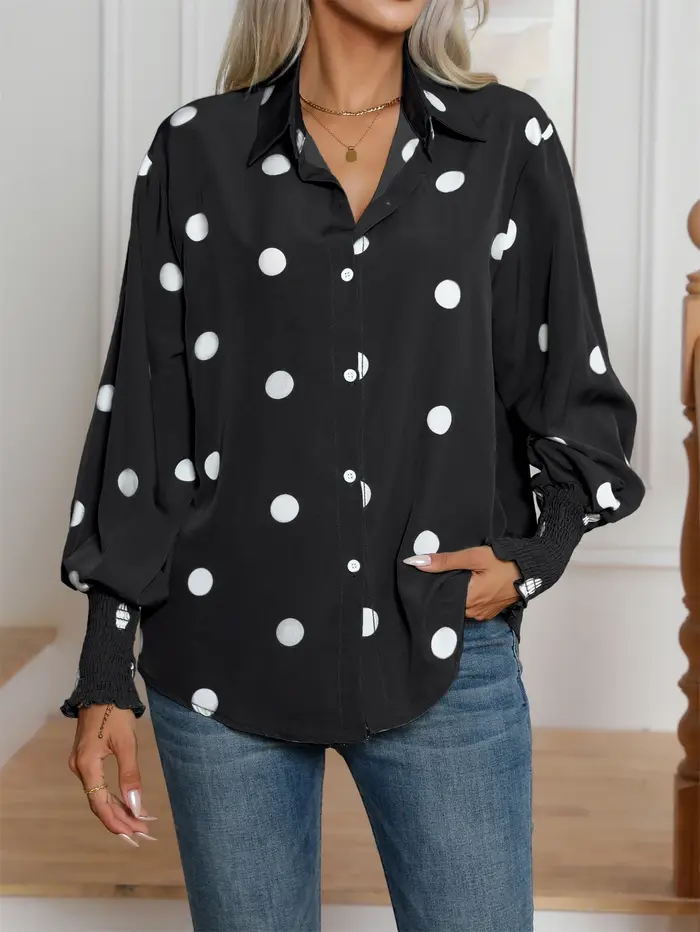 Chemise décontractée à manches lanterne pour femmes