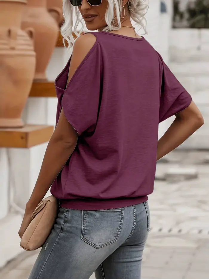 T-shirt femme décontracté à épaules dénudées