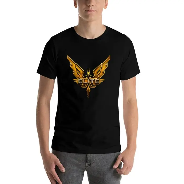 T-shirt avec logo doré Elite Dangerous, t-shirt imprimé à motif tendance