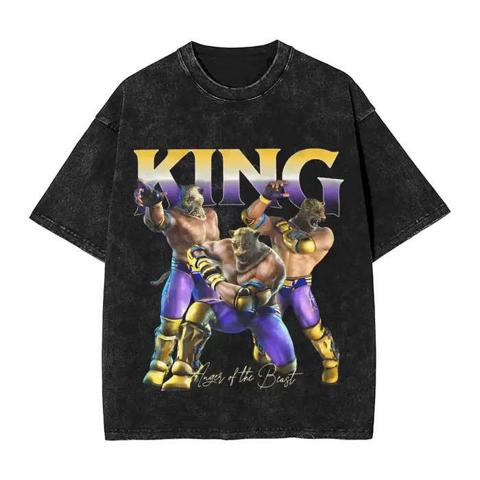 Tekken 8 roi lavé T-Shirt hommes esthétique T-Shirts occasionnels été col rond Hip Hop
