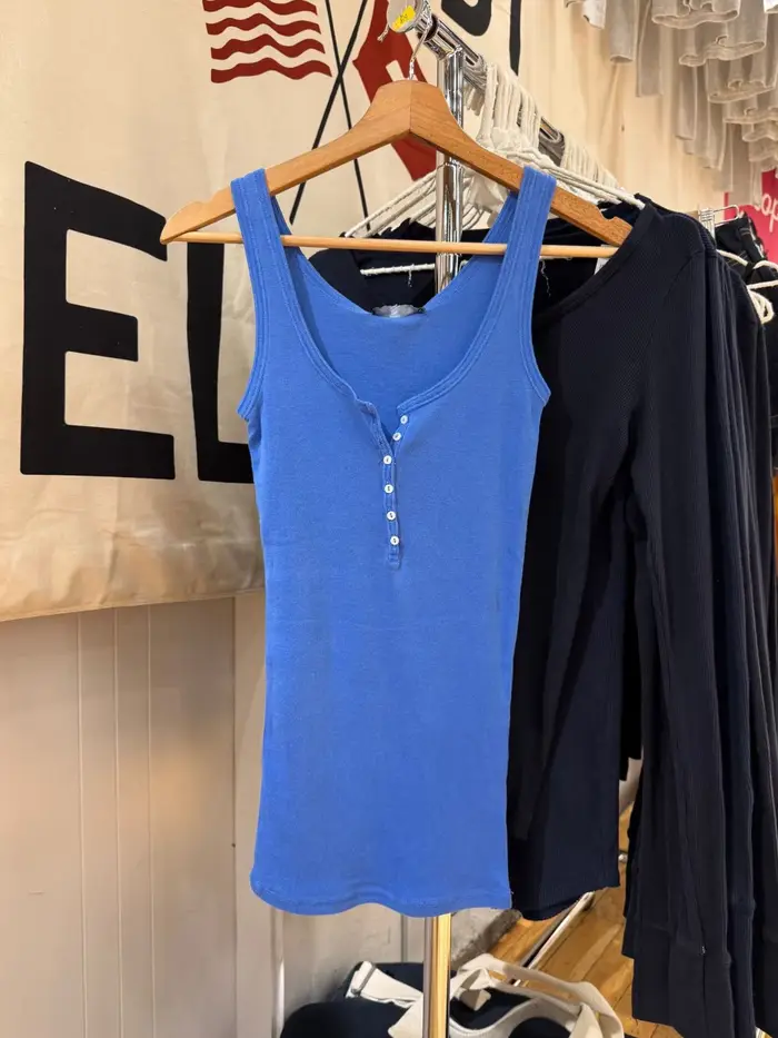 Débardeur Femme Électrique Bleu à Six Boutons