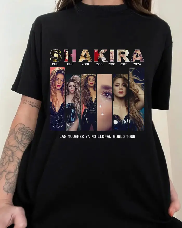 T-shirt Shakira, T-shirt de fan bootleg de la tournée de concert Shakira Music 2026, cadeau pour fem