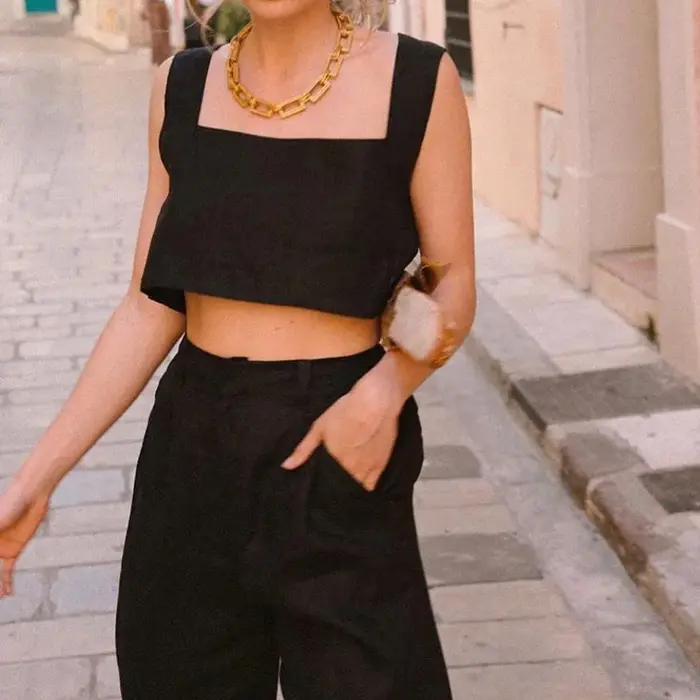 Crop top 100% lin français