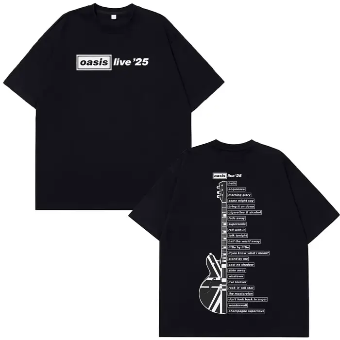 Oasis Live '25 Wembley Tour t-shirt Fan Merch haut d'été hommes surdimensionné Hip-hop mode T-shirts