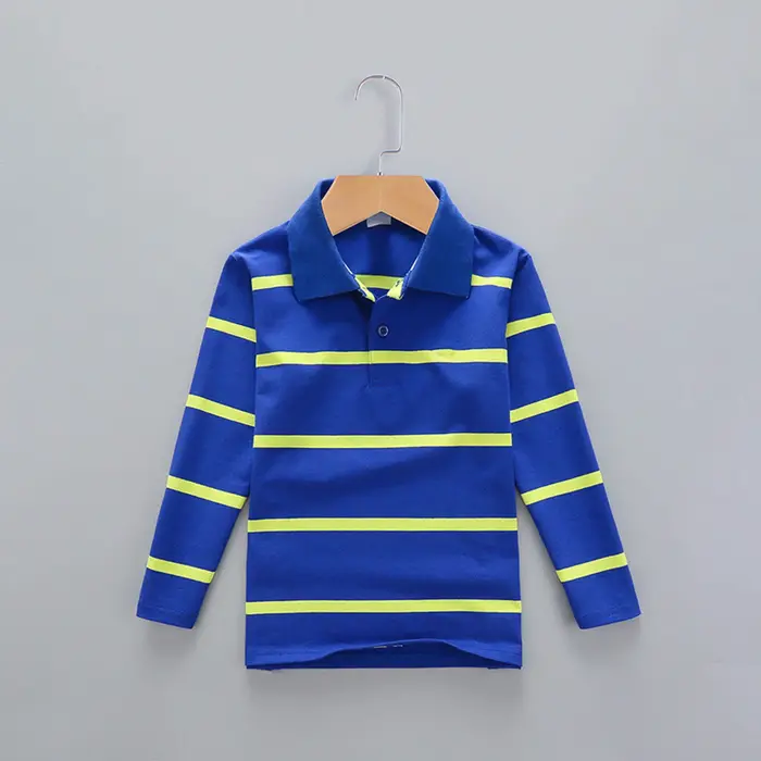 Garçon Polos chemise couleur rayures col rabattu automne à manches longues Polos enfants vêtements h
