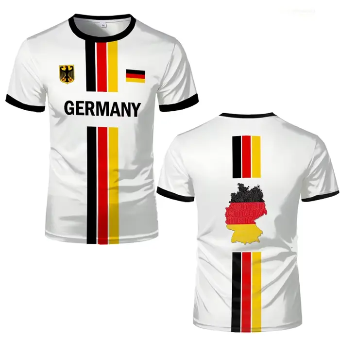 T-shirt à manches courtes pour hommes, nouveau Design, maillot de Football allemand, motif de drapea