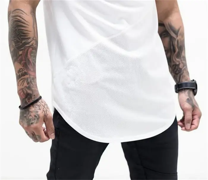 T-shirts de course unis hommes décontracté coton Patchwork maille chemises Sumemr vêtements de sport respirants gymnase