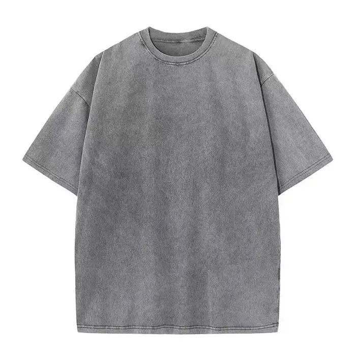 Style américain rétro lourd couleur unie à manches courtes T-shirt hommes femmes été rue à la mode lavé vieux vêtements surdimensionnés