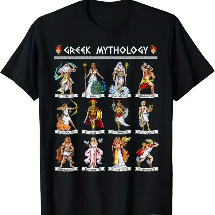 T-shirts sur le thème de la mythologie grecque : Zeus, Héra, Athéna, Apollon, Poséidon, Hades, Artem