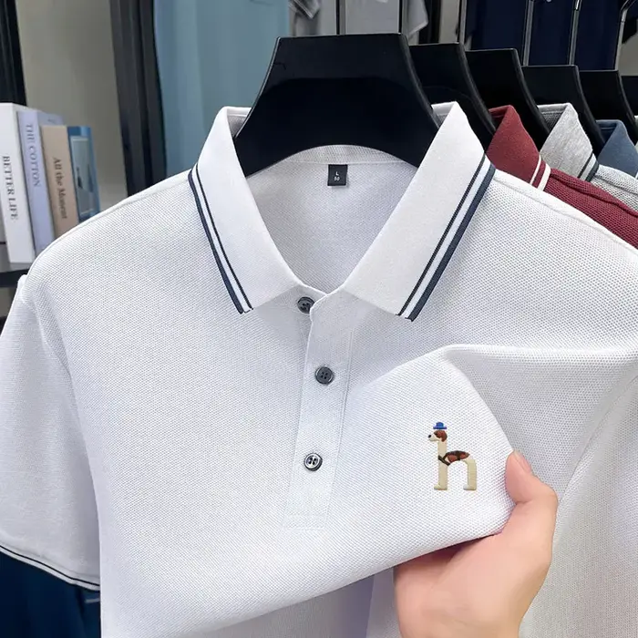 Polo brodé de marque haut de gamme pour homme