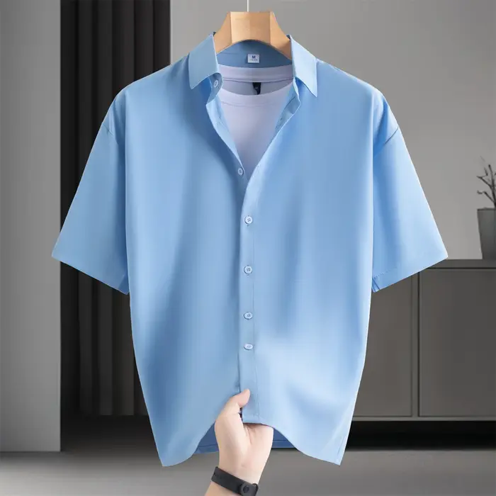 Chemise d'affaires décontractée sans repassage pour hommes