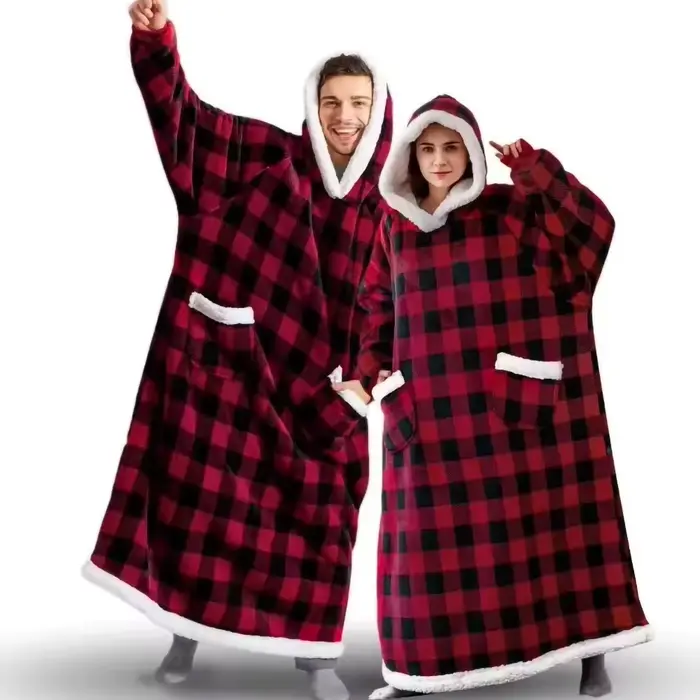 180 cm de Long couverture d'hiver avec manches en peluche polaire portable canapé