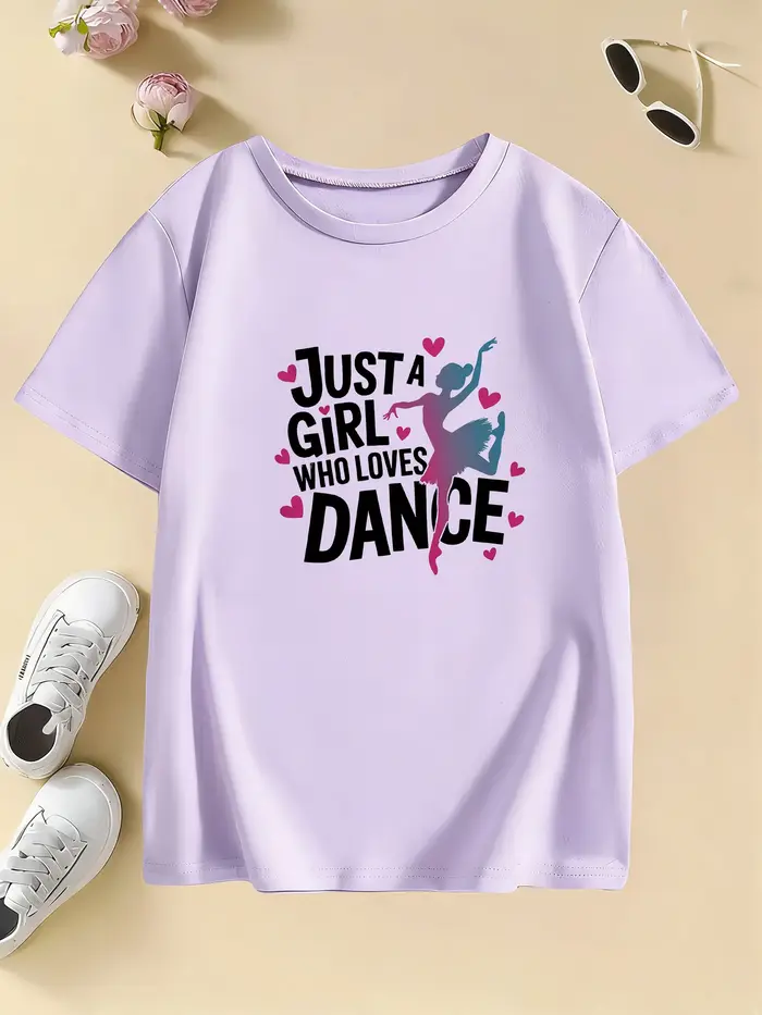 T-shirt graphique drôle « Just A Girl Who Loves Dance » pour enfants et filles