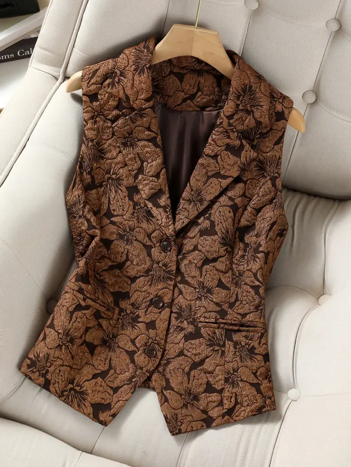 Gilet Blazer Jacquard sans manches pour femmes