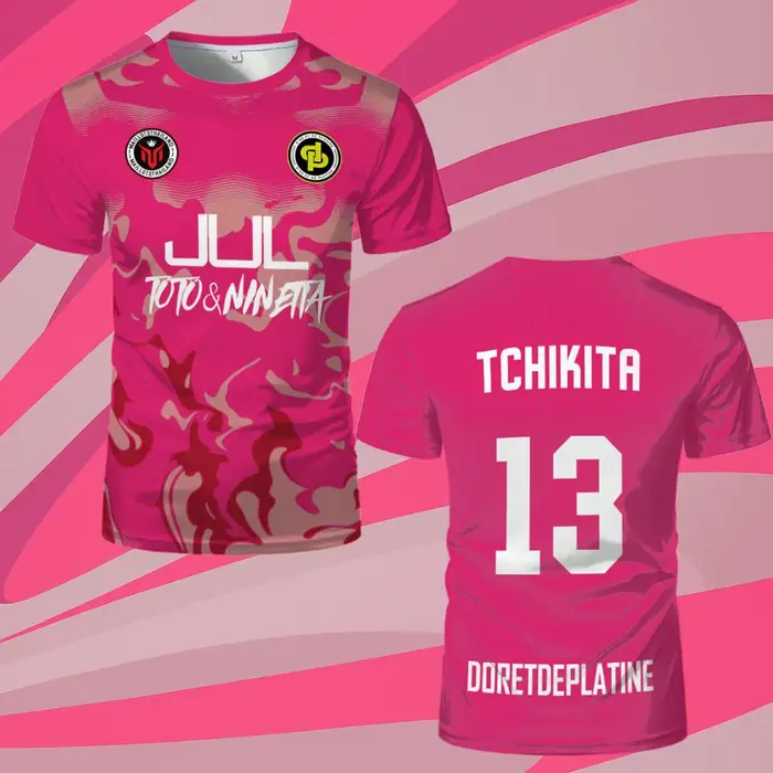 T-shirt de sport français TCHIKITA Maillot JUL Juldtp DORETDEPLATINE à motif imprimé