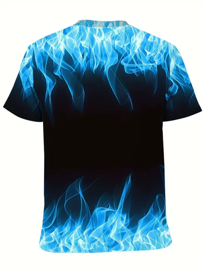 One Summer Essential-T-Shirt Imprimé Flamme Bleue 3D