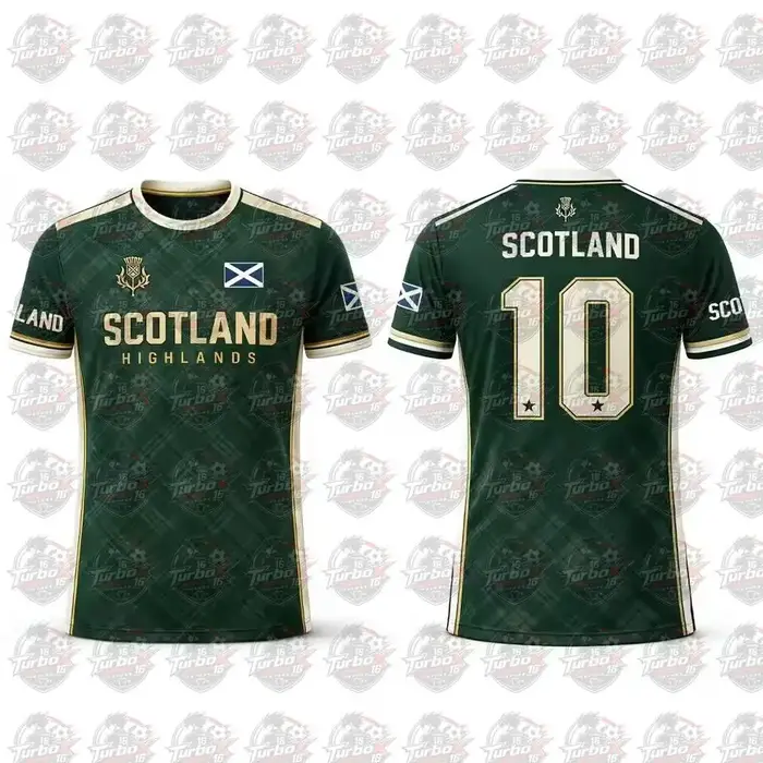 T-shirt imprimé drapeau écossais 2026 – Maillot de football respirant et à séchage rapide pour homme – Tenue d'entraînement quotidienne – Cadeau pour supporter