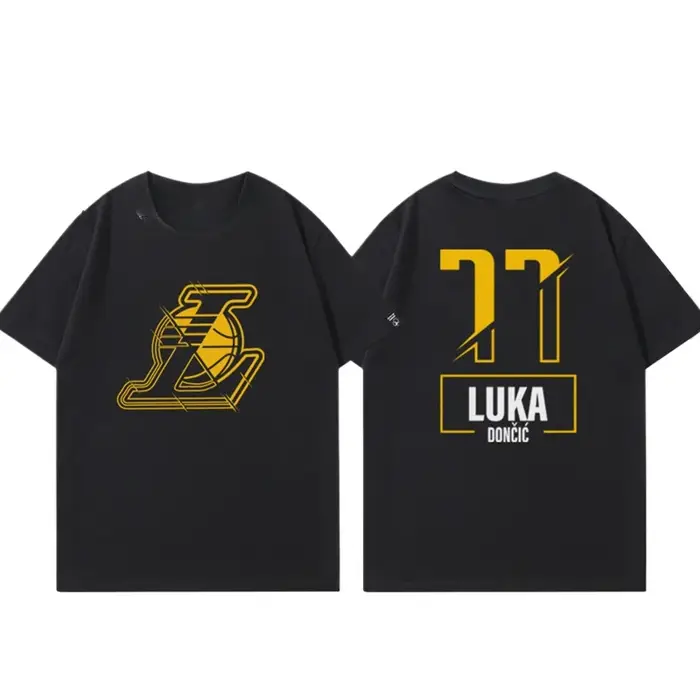 T-shirt à manches courtes Lakers Luka Doncic pour hommes et femmes, uniforme d'entraînement de basket-ball américain, imprimé décontracté et ample
