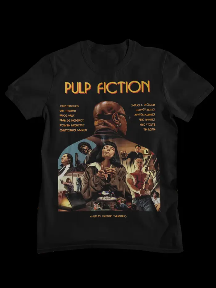 T-shirt rétro Pulp Fiction avec affiche de film
