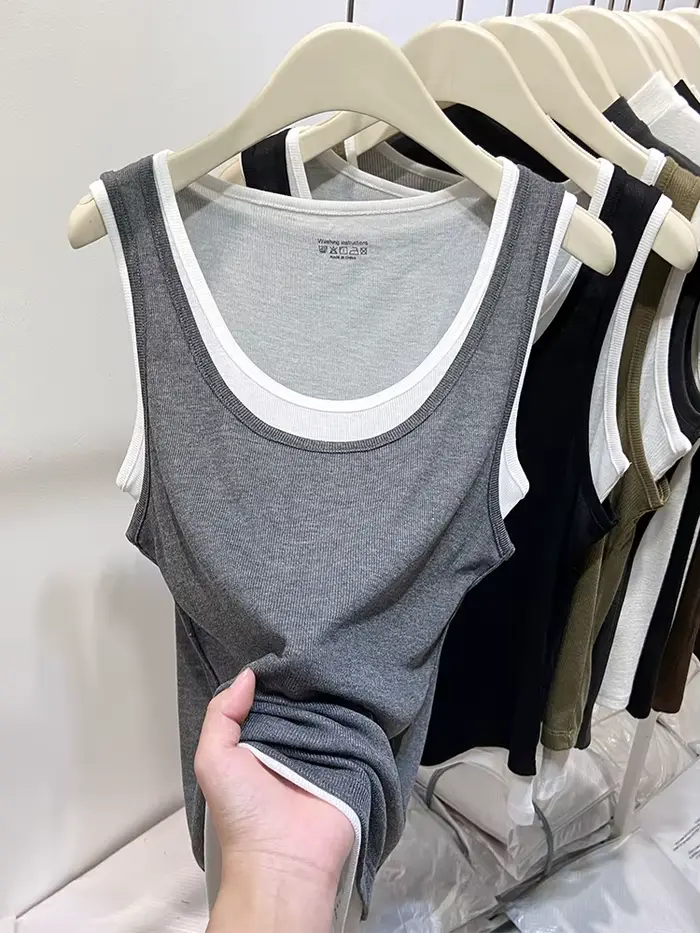 Faux débardeur deux pièces à col en U pour femmes