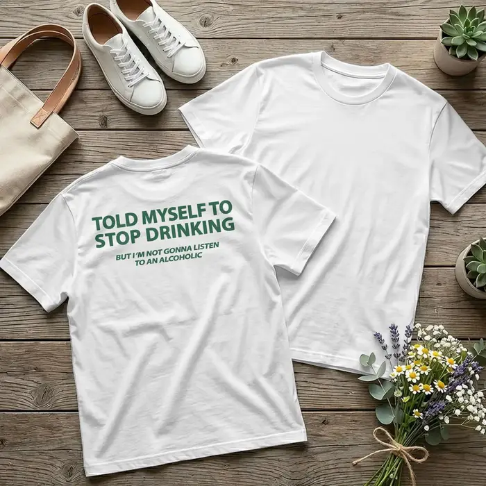 T-shirt pour hommes avec impression au dos « Told Myself To Stop Drinking »