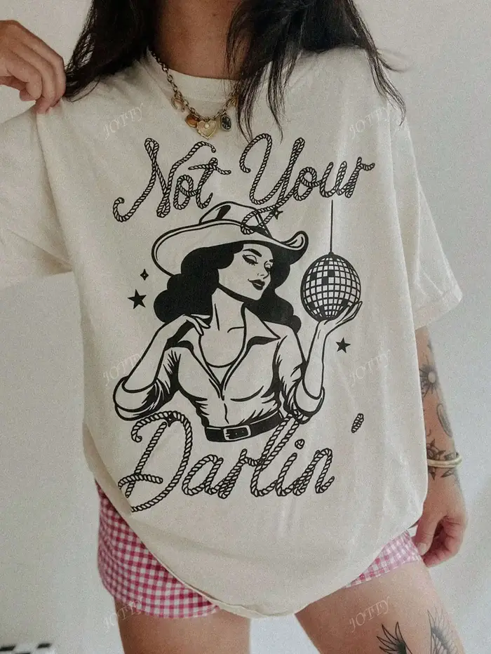 T-Shirt à Manches Courtes et Col Ras du Cou pour Femme