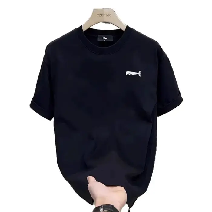 T-shirts en coton ajustés noirs pour hommes