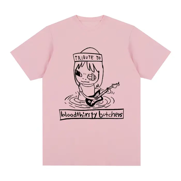 T-shirt en coton Yoshitomo Nara Rock Guitar pour hommes et femmes