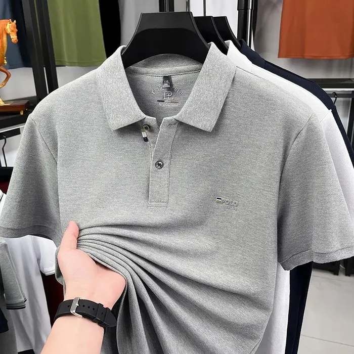 Polo homme d'affaires en maille nid d'abeille, résistant à la transpiration, léger et frais, idéal p