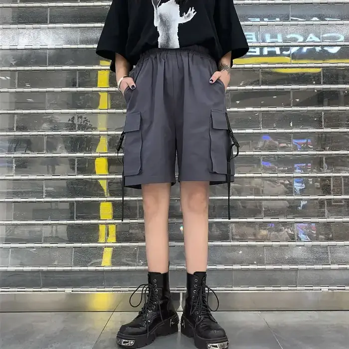 Short Cargo longueur genou pour femmes BF Couple jambes larges Cool Ins Empire outillage poches Vint
