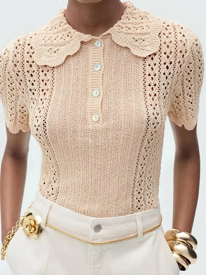 Pull-over slim fit à manches courtes pour femme