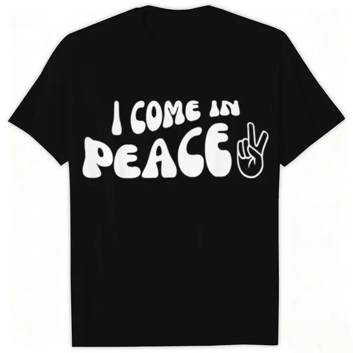 T-shirts de couple imprimés « Peace/I Come in Peace », motif lettres amusantes, pour femmes et homme