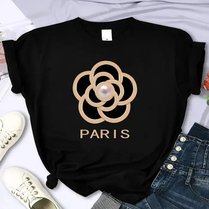 Marque de luxe fleur femmes de haute qualité été imprimé T-shirt décontracté surdimensionné Y2k manches personnalisées