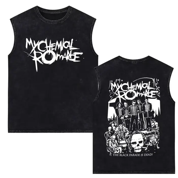 Mon Romance chimique l'album Black Parade Vintage lavé débardeurs hommes femmes Punk Emo Rock surdimensionné sans manches gilet t-shirts