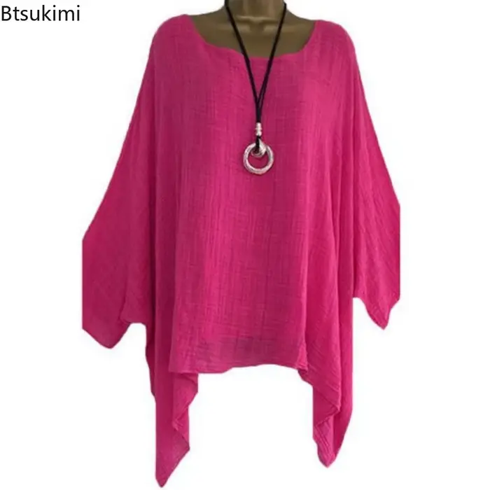 Nouveaux T-shirts amples à manches chauve-souris unies pour femmes