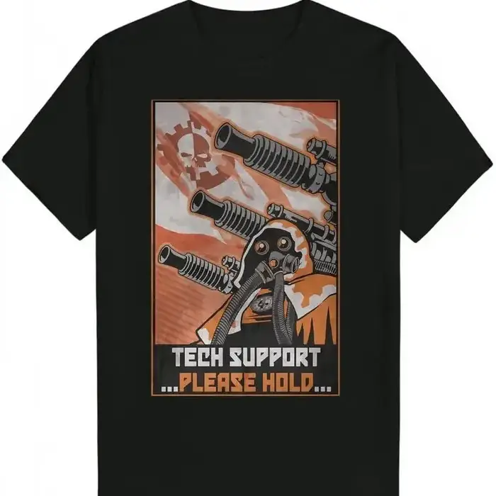T-shirt noir pour hommes avec imprimé TECH SUPPORT