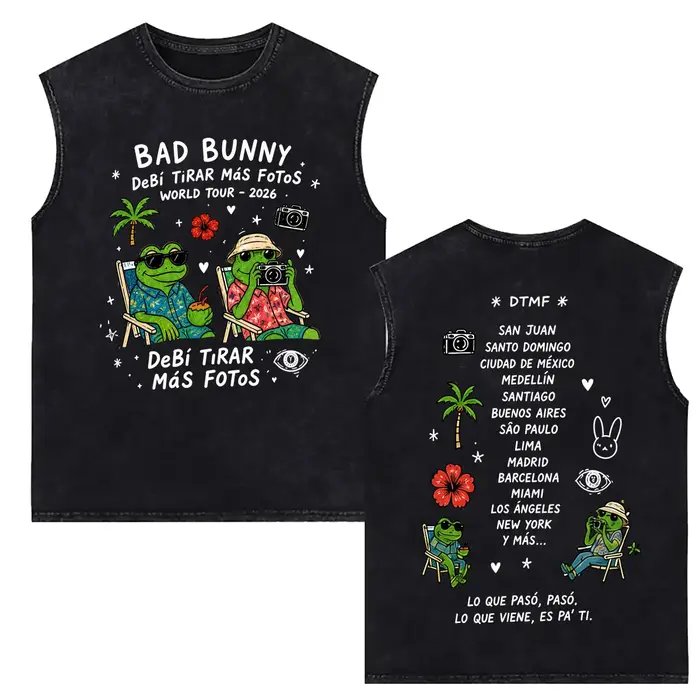 Débardeurs vintage délavés Bad Bunny
