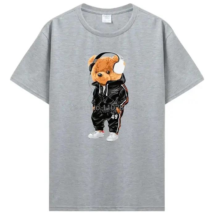 T-shirt ours en peluche jouant au badminton pour hommes