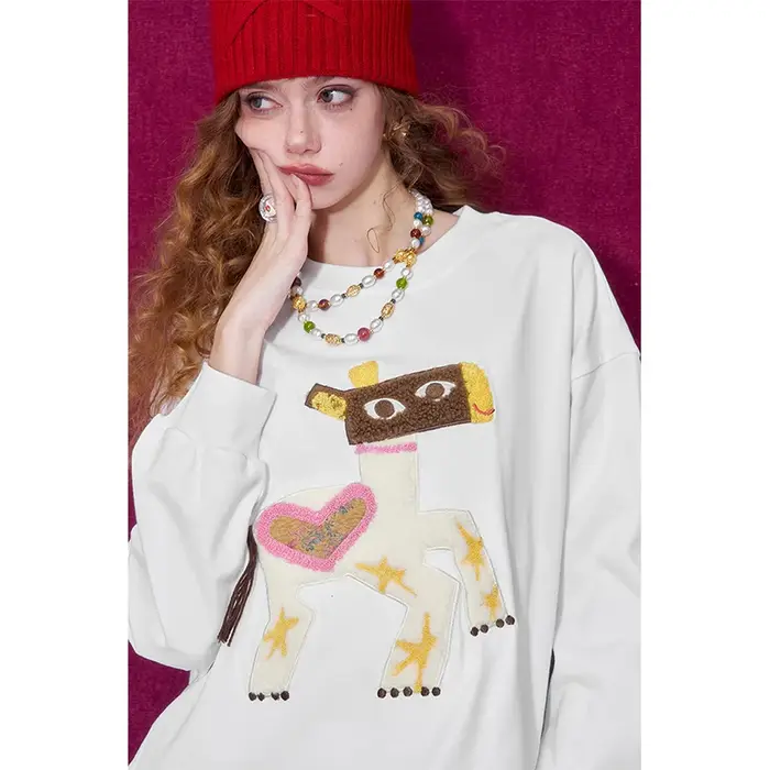 ELFSACK T-shirt à manches longues pour femme avec adorable motif de cheval