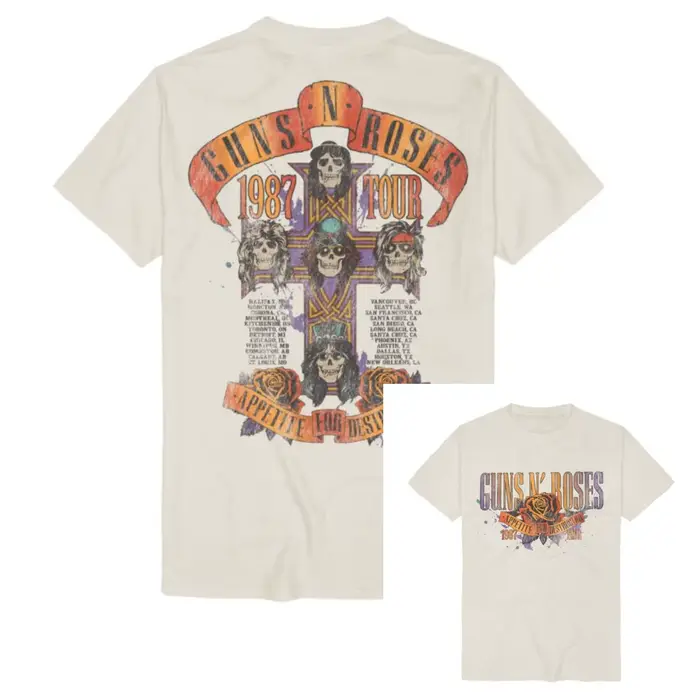 T-shirt rétro Guns N' Roses en coton pour hommes et femmes, Streetwear d'été