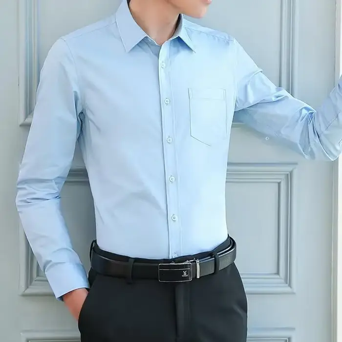 Chemise blanche à manches longues pour hommes