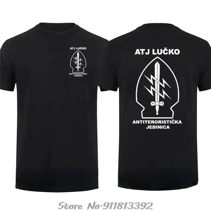 ATJ LUCKO-T-Shirt à Manches Courtes pour Homme, Vêtement Décontracté de Style Patinage Contre le Terrorisme, Unité Spéciale de la Force, Idéal pour le Fitness et l'Été