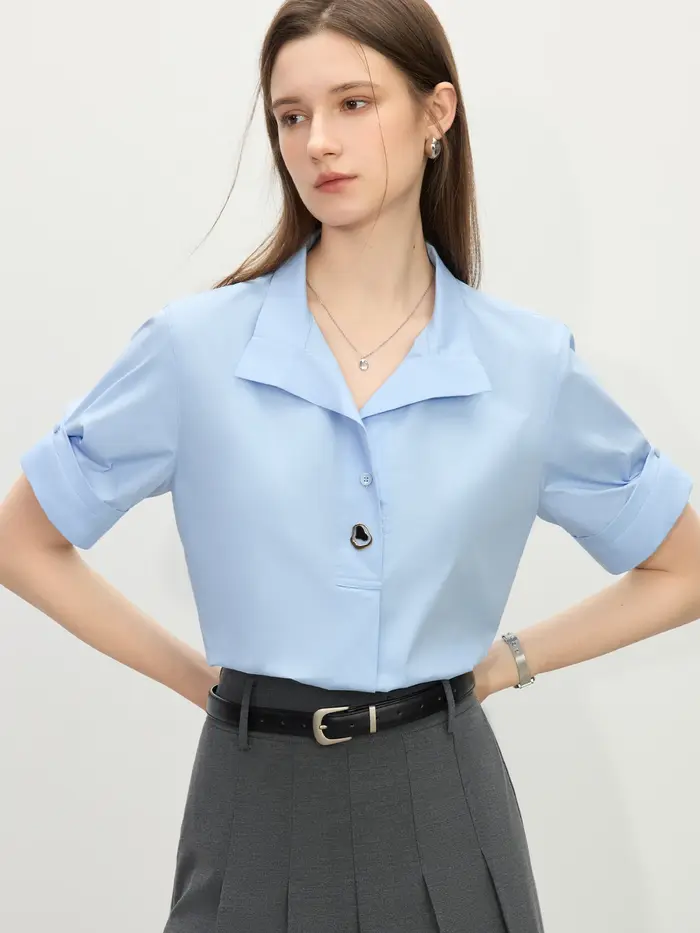 FSLE 2025 été blanc français à manches courtes chemise surdimensionné Design bureau à la rue lin mélangé Chic haut décontracté ample 25FS12138