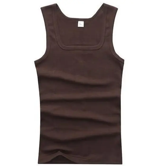 Couleur unie col carré débardeur coton hommes femmes gilet Fitness T-shirt sans manches musculation Gym T-shirts haut