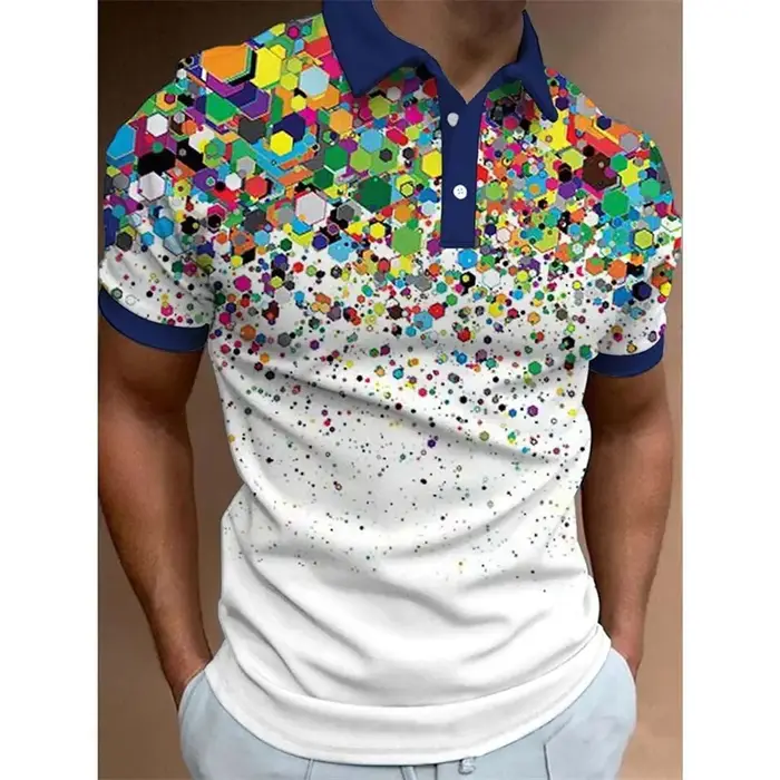 Polo graphique Icide optique pour hommes, t-shirts College 3D géométriques, haut à revers décontracté extérieur, t-shirts Street At à manches courtes