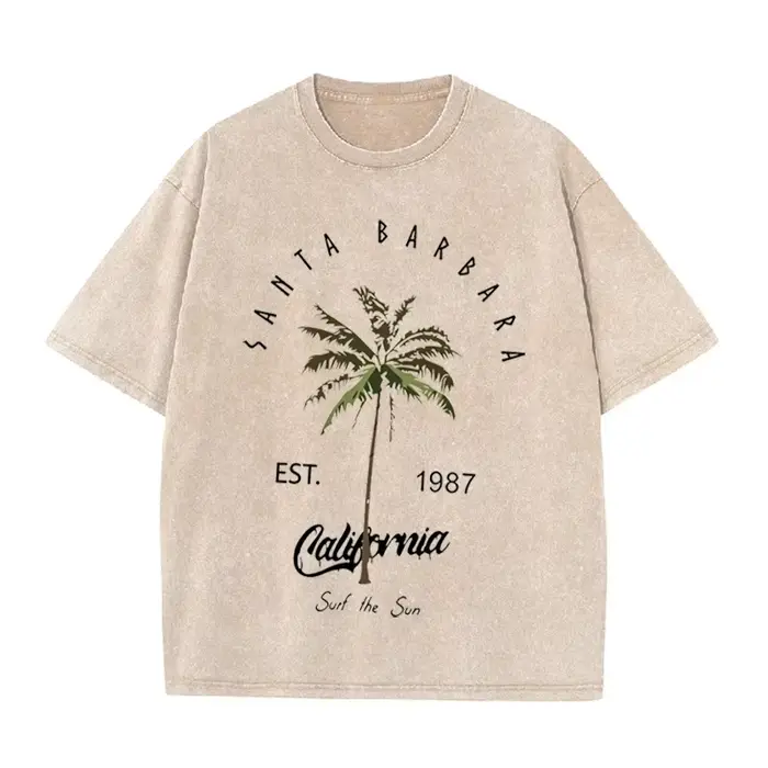 T-shirt rétro Santa Barbara California Surf pour hommes, haut décontracté d'été, streetwear