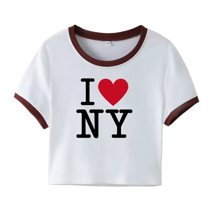 T-shirt en coton imprimé texte I Love New York pour filles