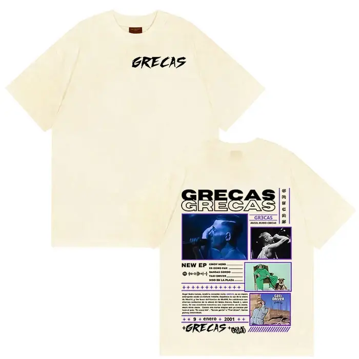 Rappeur Grecas Tour 2025 Album Merch T-shirts Hommes Vêtements Mode Surdimensionné T-shirt Décontracté Offre Spéciale